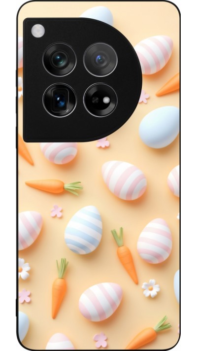 Coque OnePlus 12 - Silicone rigide noir Easter 2026 Pattern Easter