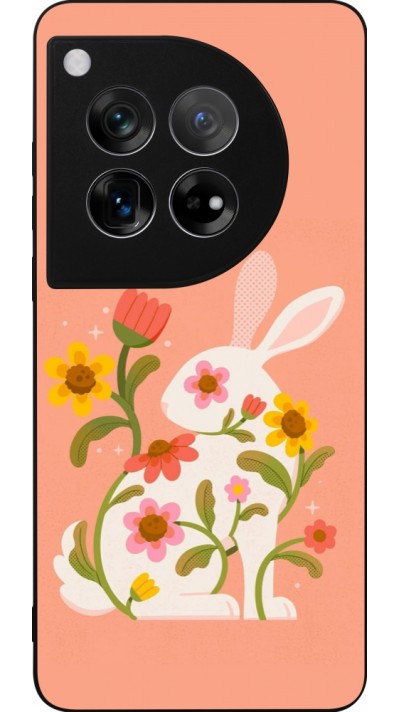 Coque OnePlus 12 - Silicone rigide noir Easter 2026 Rabbit collage