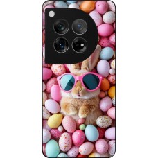 Coque OnePlus 12 - Silicone rigide noir Easter 2026 Rabbit fun