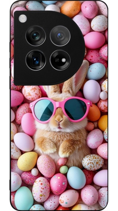 Coque OnePlus 12 - Silicone rigide noir Easter 2026 Rabbit fun