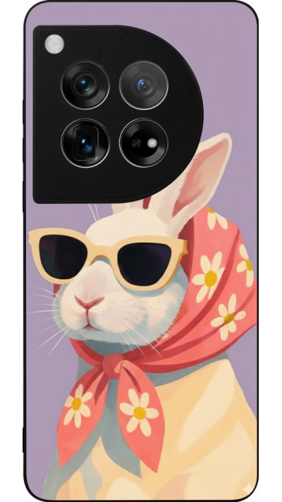 Coque OnePlus 12 - Silicone rigide noir Easter 2026 Rabbit with scarf