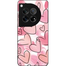 OnePlus 12 Case Hülle - Silikon schwarz Easter 2023 pink hearts