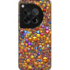OnePlus 12 Case Hülle - Silikon schwarz Emoji gemischt