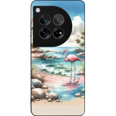 OnePlus 12 Case Hülle - Silikon schwarz Flamingo Aquarell