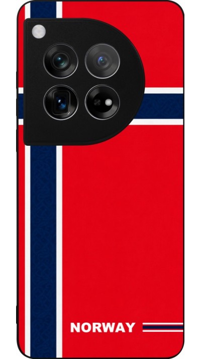 Coque OnePlus 12 - Silicone rigide noir Maillot de football Norvège 2026 personnalisable
