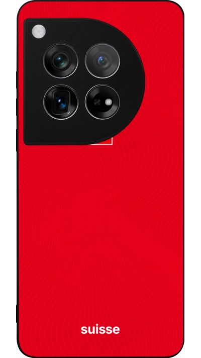 Coque OnePlus 12 - Silicone rigide noir Maillot de football Suisse 2026 personnalisable