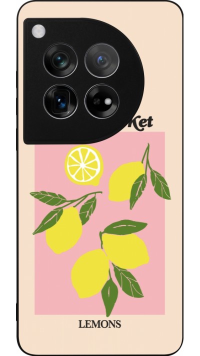 Coque OnePlus 12 - Silicone rigide noir Fruit market lemons 2026