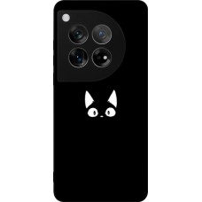 Coque OnePlus 12 - Silicone rigide noir Funny cat on black