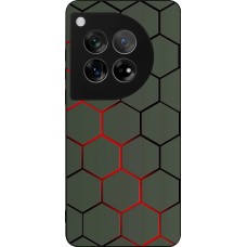 Coque OnePlus 12 - Silicone rigide noir Geometric Line red