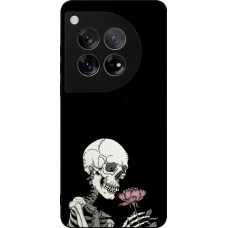 Coque OnePlus 12 - Silicone rigide noir Halloween 2023 rose and skeleton