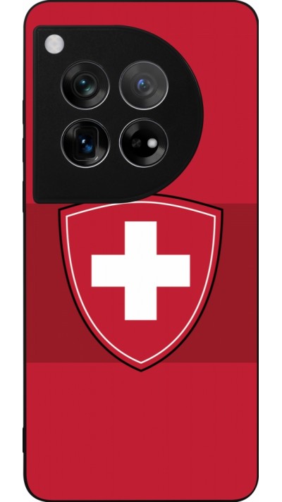 Coque OnePlus 12 - Silicone rigide noir Hockey World Championship Ecusson Suisse