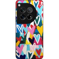 Coque OnePlus 12 - Silicone rigide noir Joyful Hearts
