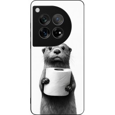 Coque OnePlus 12 - Silicone rigide noir Loutre papier de toilette