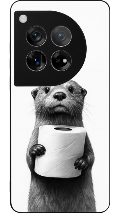 Coque OnePlus 12 - Silicone rigide noir Loutre papier de toilette