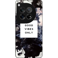 Coque OnePlus 12 - Silicone rigide noir Marble Good Vibes Only