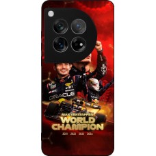 Coque OnePlus 12 - Silicone rigide noir Max Verstappen Champion 2023