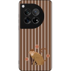 Coque OnePlus 12 - Silicone rigide noir Monkey with stripes