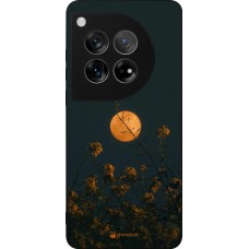 Coque OnePlus 12 - Silicone rigide noir Moon Flowers