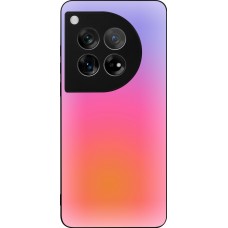 Coque OnePlus 12 - Silicone rigide noir Orange Pink Blue Gradient