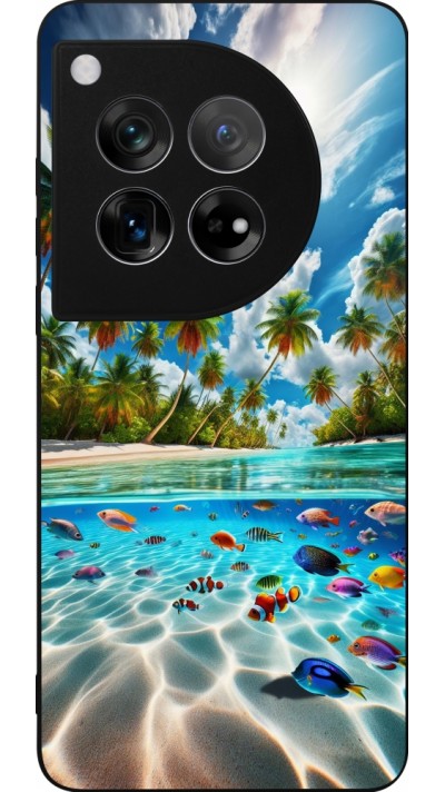 Coque OnePlus 12 - Silicone rigide noir Plage Paradis