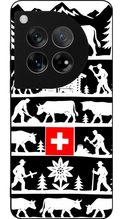 Coque OnePlus 12 - Silicone rigide noir Poya Suisse 1 noir