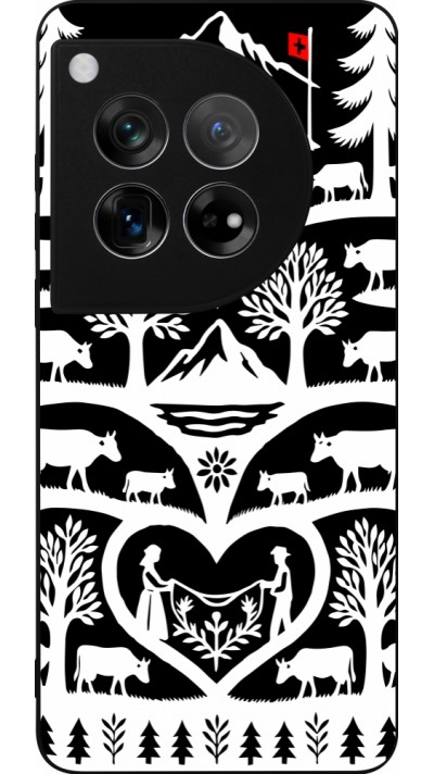 Coque OnePlus 12 - Silicone rigide noir Poya Suisse 2 noir