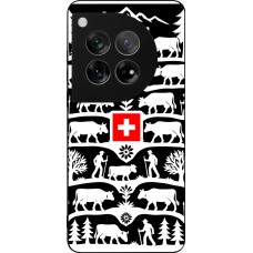 Coque OnePlus 12 - Silicone rigide noir Poya Suisse 3 noir