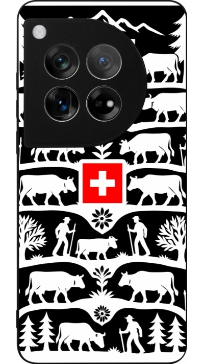 Coque OnePlus 12 - Silicone rigide noir Poya Suisse 3 noir