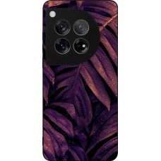 Coque OnePlus 12 - Silicone rigide noir Purple Light Leaves