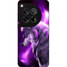 Coque OnePlus 12 - Silicone rigide noir Purple Sky Wolf