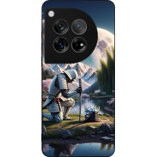 Coque OnePlus 12 - Silicone rigide noir Samurai Katana Lune