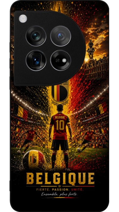 Coque OnePlus 12 - Silicone rigide noir Football Belgique splash 2026