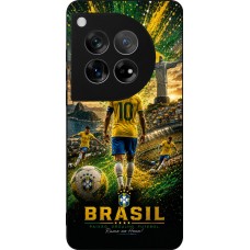 Coque OnePlus 12 - Silicone rigide noir Football Brésil splash 2026