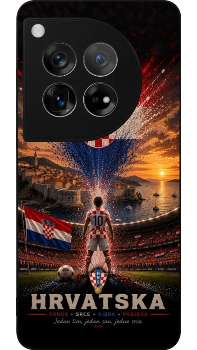 Coque OnePlus 12 - Silicone rigide noir Football Croatie splash 2026