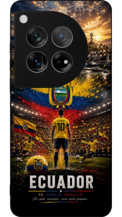 Coque OnePlus 12 - Silicone rigide noir Football Équateur splash 2026