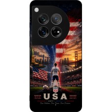 Coque OnePlus 12 - Silicone rigide noir Football États-Unis splash 2026