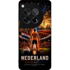 Coque OnePlus 12 - Silicone rigide noir Football Pays-Bas splash 2026