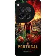 Coque OnePlus 12 - Silicone rigide noir Football Portugal splash 2026