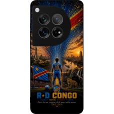 Coque OnePlus 12 - Silicone rigide noir Football République démocratique du Congo splash 2026