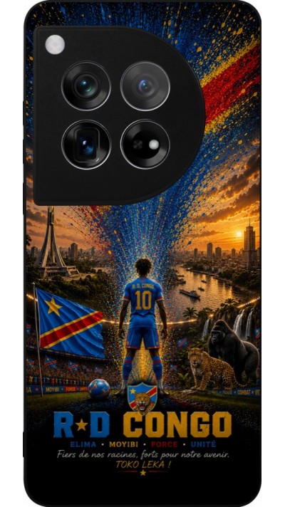 Coque OnePlus 12 - Silicone rigide noir Football République démocratique du Congo splash 2026
