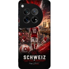 Coque OnePlus 12 - Silicone rigide noir Football Schweiz splash 2026