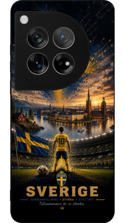 Coque OnePlus 12 - Silicone rigide noir Football Suède splash 2026