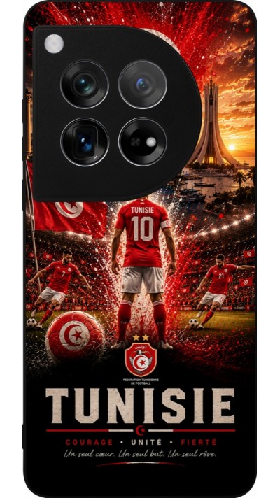 Coque OnePlus 12 - Silicone rigide noir Football Tunisie splash 2026