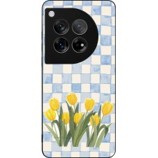Coque OnePlus 12 - Silicone rigide noir Blue vichy tulips 2026