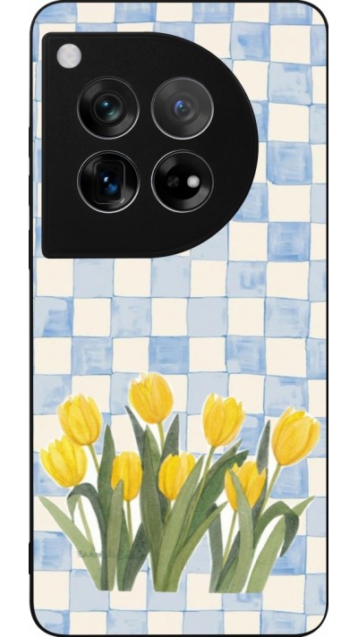 Coque OnePlus 12 - Silicone rigide noir Blue vichy tulips 2026