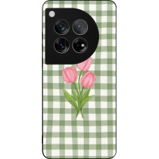 Coque OnePlus 12 - Silicone rigide noir Green vichy tulips 2026