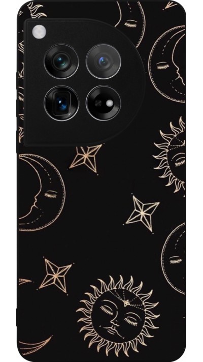 Coque OnePlus 12 - Silicone rigide noir Suns and Moons