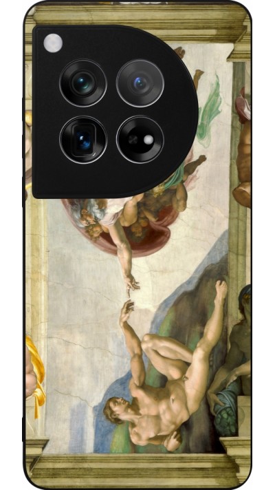 Coque OnePlus 12 - Silicone rigide noir Tableau art - La Création d’Adam - Michel-Ange