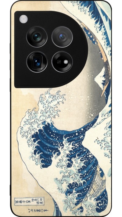 Coque OnePlus 12 - Silicone rigide noir Tableau art - La Grande Vague de Kanagawa - Hokusai