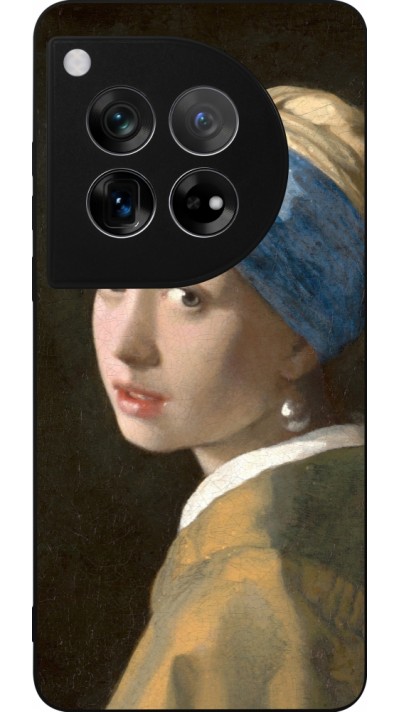 Coque OnePlus 12 - Silicone rigide noir Tableau art - La Jeune fille à la perle - Johannes Vermeer